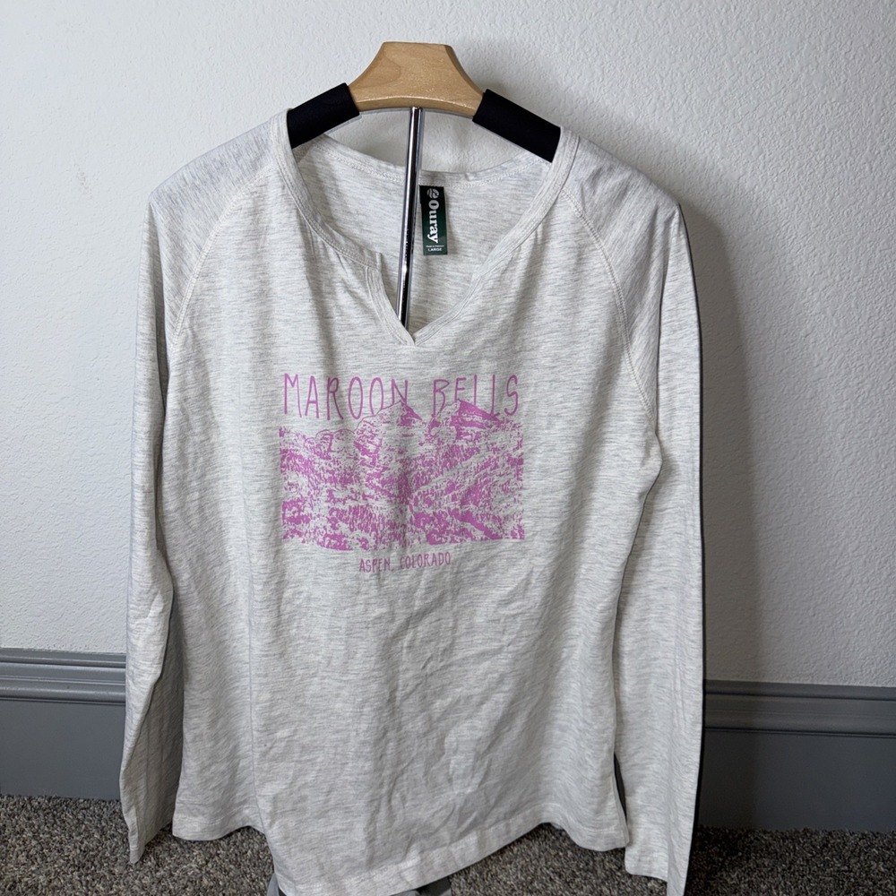 Maroon Bells Aspen Colorado Ouray Gray Long Sleeved T Shirt Sz Large A0031